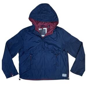 Abercrombie Vintage Style 90s Windbreaker Pullover Jacket Blue Maroon Hooded